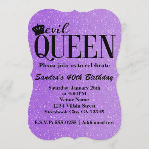 EVIL QUEEN Lila Glitzer Glam Party Einladung