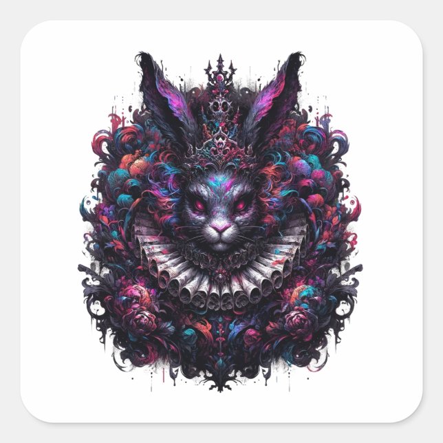 Evil Rabbit Quadratischer Aufkleber (Vorderseite)
