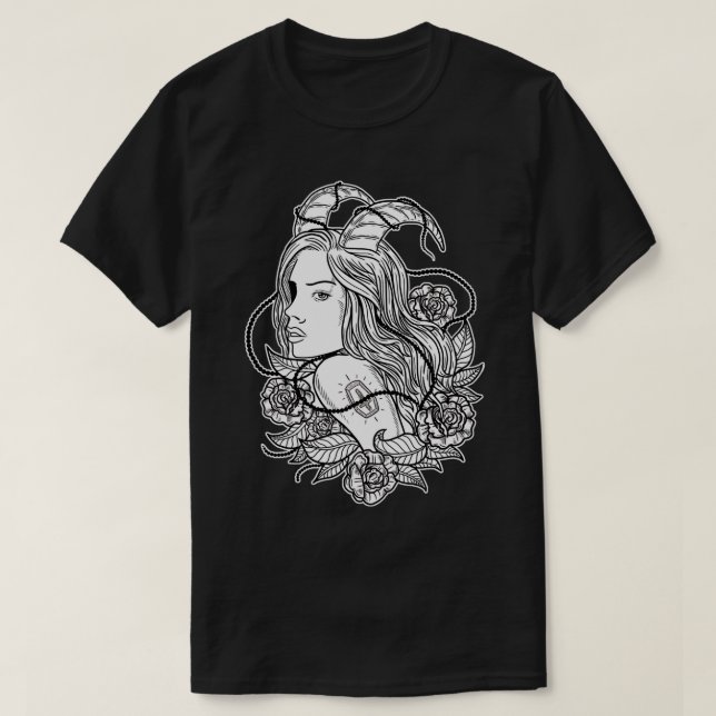 Evil Satanic Woman Horns Goth Gothic Witchcraft Wi T-Shirt (Design vorne)