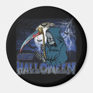 Evil Skeleton in Scary Dark Night Halloween Magnet