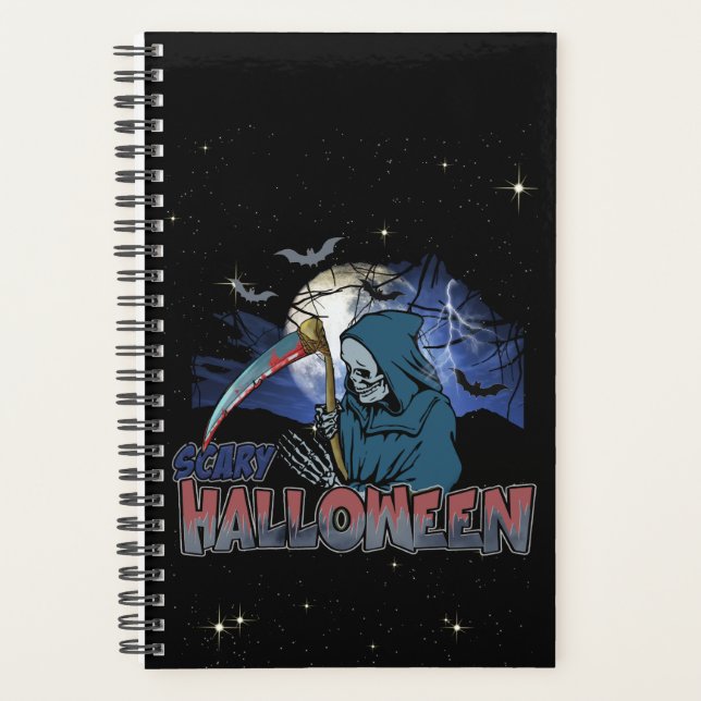 Evil Skeleton in Scary Dark Night Halloween Planer (Vorderseite)