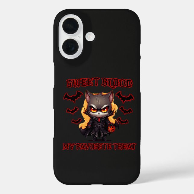 Evil Vampire Cat Halloween Pumpkin Bat Spooky Nigh iPhone 16 Hülle (Rückseite)