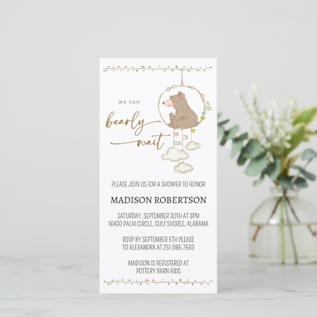 Evite können wir frühzeitig abwarten Baby Shower D Save The Date (Stehend Vorderseite)