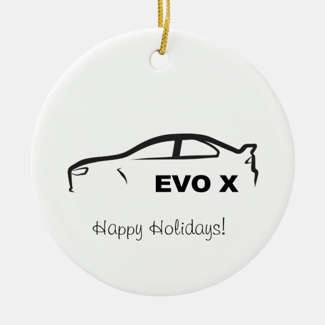 EVO X Bllack Silhouette-Logo Keramik Ornament (Vorne)