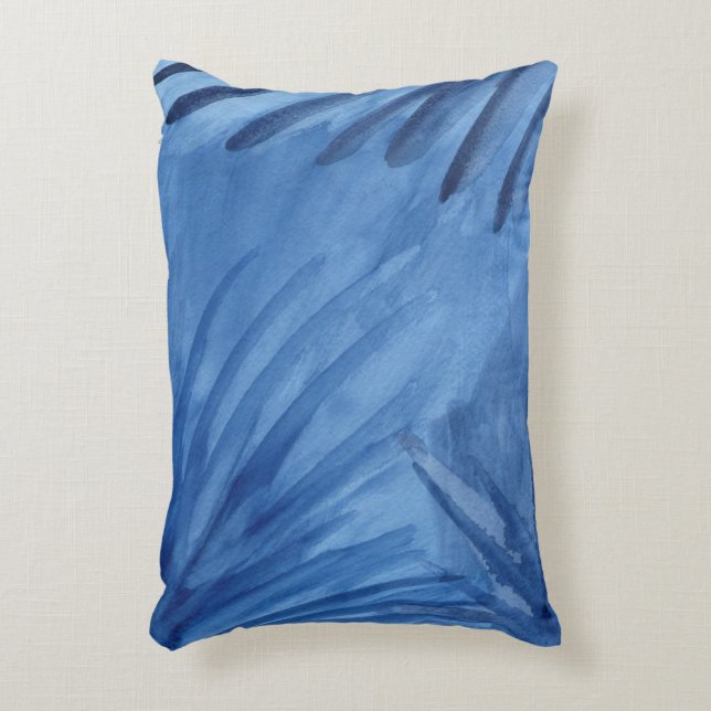 Evocative Abstrakt Blue Rays Aquarellmalerei Zierkissen (Vorderseite(Vertikal))
