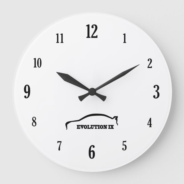 Evolution 9 Black Brushstroke Logo Große Wanduhr (Vorderseite)