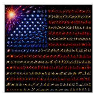 Evolution Amerikanische Flagge | Urknall bis zur M Poster