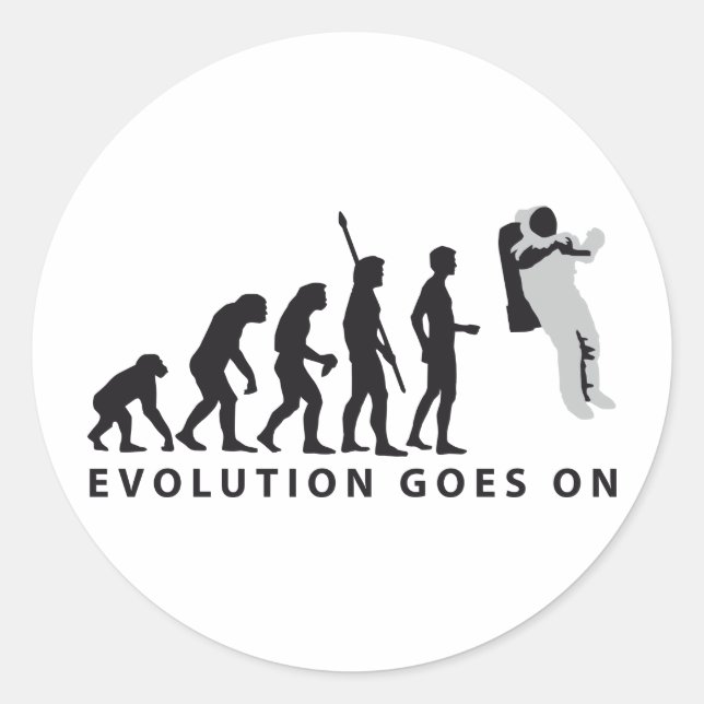 evolution astronaut runder aufkleber (Vorderseite)