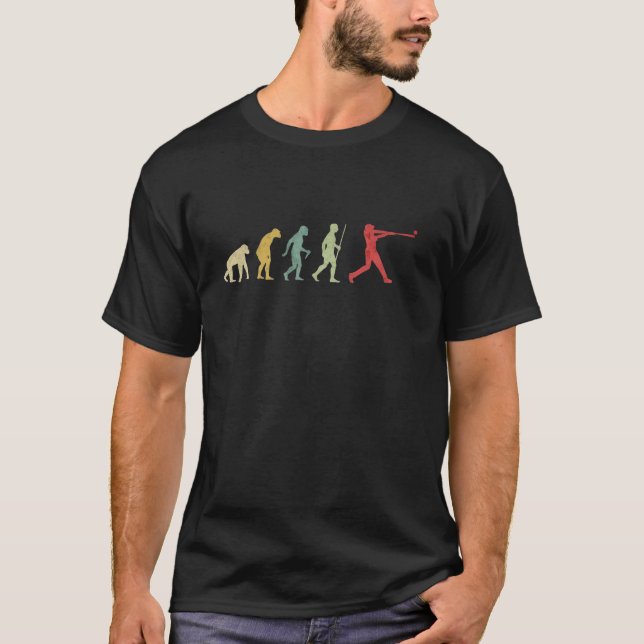 Evolution Baseballspieler T-Shirt (Vorderseite)
