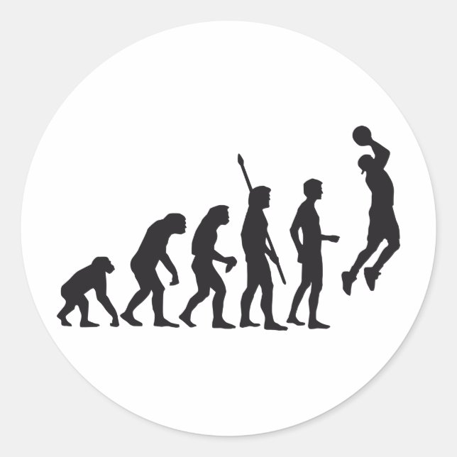 evolution basketball runder aufkleber (Vorderseite)