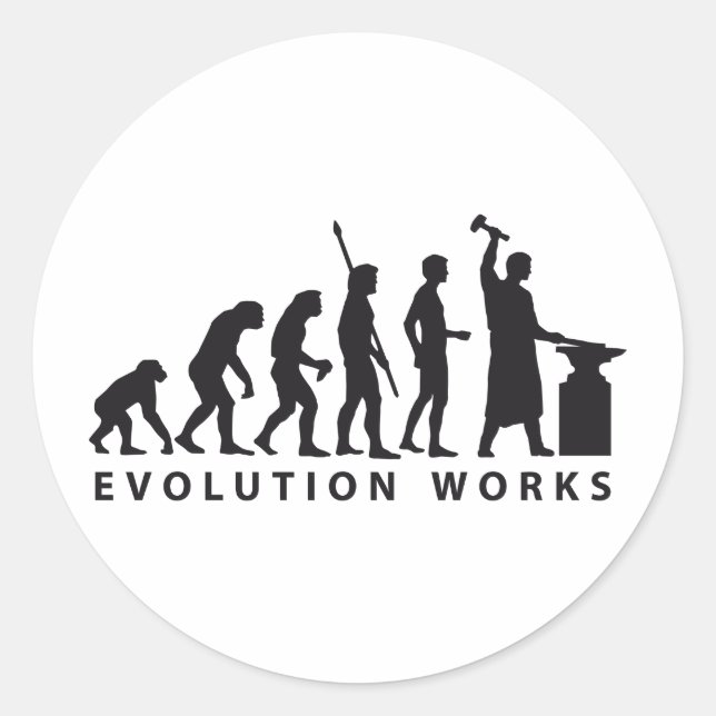evolution blacksmith runder aufkleber (Vorderseite)