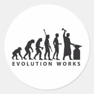 evolution blacksmith runder aufkleber