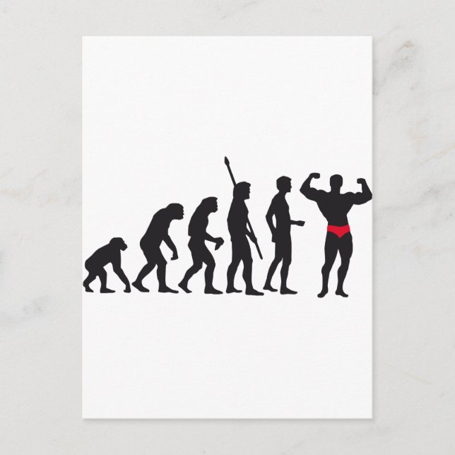 Evolution Bodybuilding Postkarte (Vorderseite)