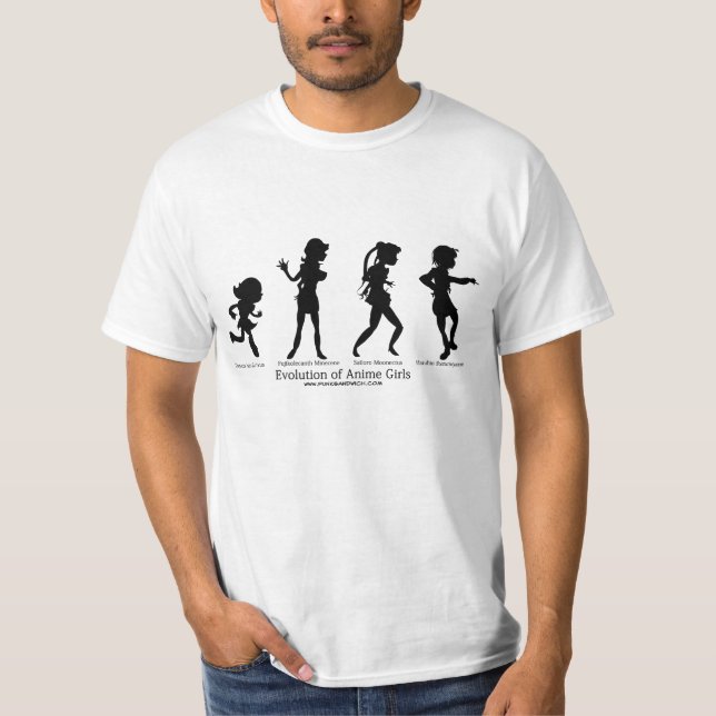 Evolution der Anime-Mädchen T-Shirt (Vorderseite)