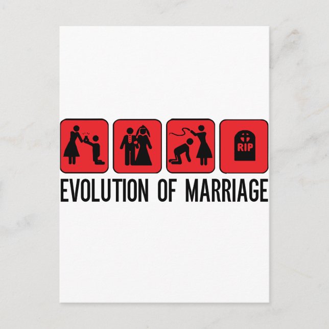 Evolution der Ehe Postkarte (Vorderseite)