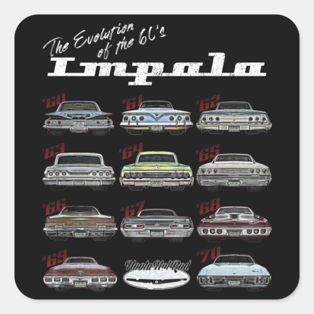 Evolution des 60ers Impala,1960,Frisierte Auto,Mus Quadratischer Aufkleber (Vorderseite)