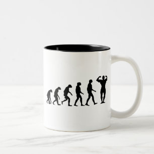 Evolution des Bodybuildings Zweifarbige Tasse