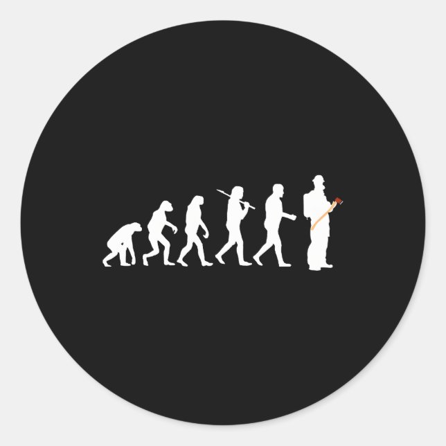 Evolution des Feuerwehrmanns Runder Aufkleber (Vorderseite)