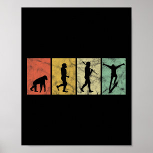 Evolution des Mannes Skateboarder Lustig Vintage R Poster
