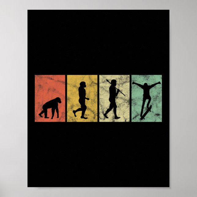 Evolution des Mannes Skateboarder Lustig Vintage R Poster (Vorne)