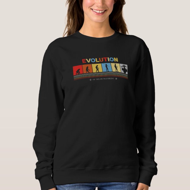Evolution des Menschen als Drummer Retro 70er Dru Sweatshirt (Vorderseite)