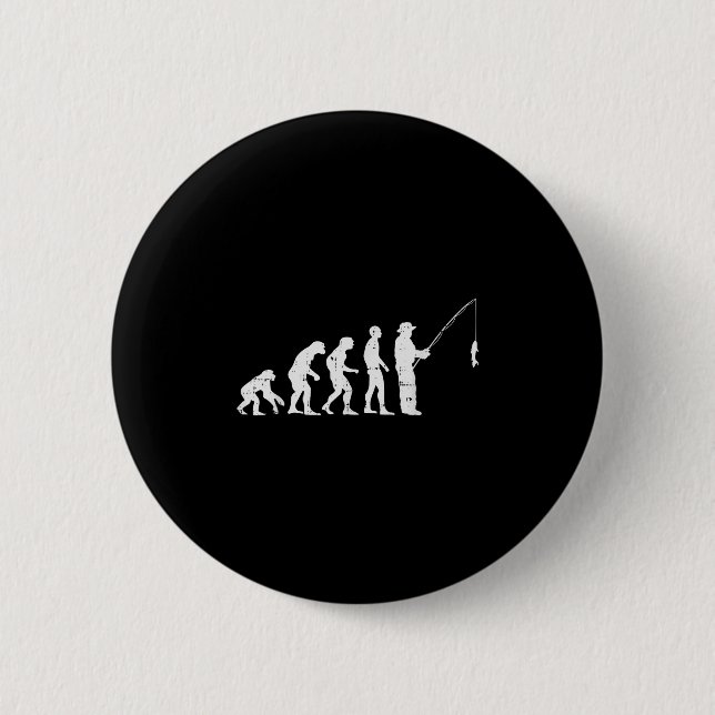 Evolution des Menschen Angeln Lustiger Angler Fisc Button (Vorderseite)