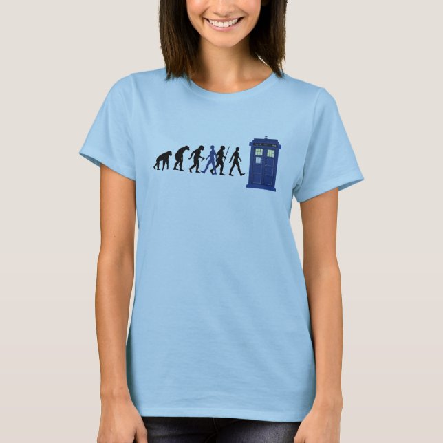 Evolution des Menschen - Blue Police Box 4 T-Shirt (Vorderseite)