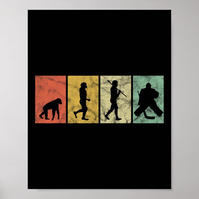 Evolution des Menschen Eishockey-Torhüter Lustig V Poster (Vorne)