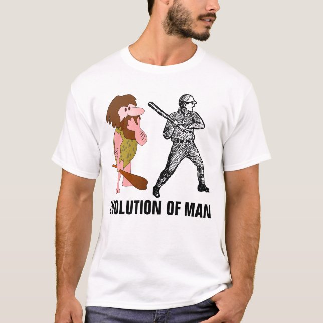 Evolution des Menschen, Funny Baseball-T - Shirt (Vorderseite)