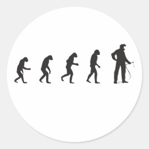 Evolution des Menschen zum Welder-Langschläfenschw Runder Aufkleber