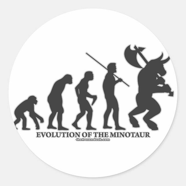 Evolution des MInotaur Runder Aufkleber (Vorderseite)