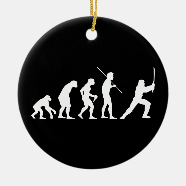 Evolution des Ninja - von Mann zu ninja Keramikornament (Vorne)