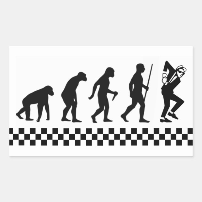 Evolution des Ska-Sticker Rechteckiger Aufkleber (Vorderseite)