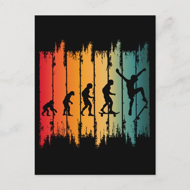 Evolution des Skateboarding-Skaters Postkarte (Vorderseite)