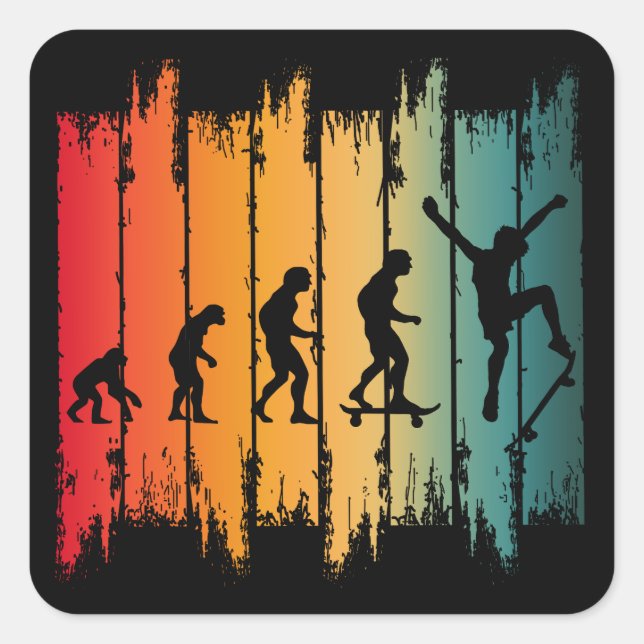 Evolution des Skateboarding-Skaters Quadratischer Aufkleber (Vorderseite)