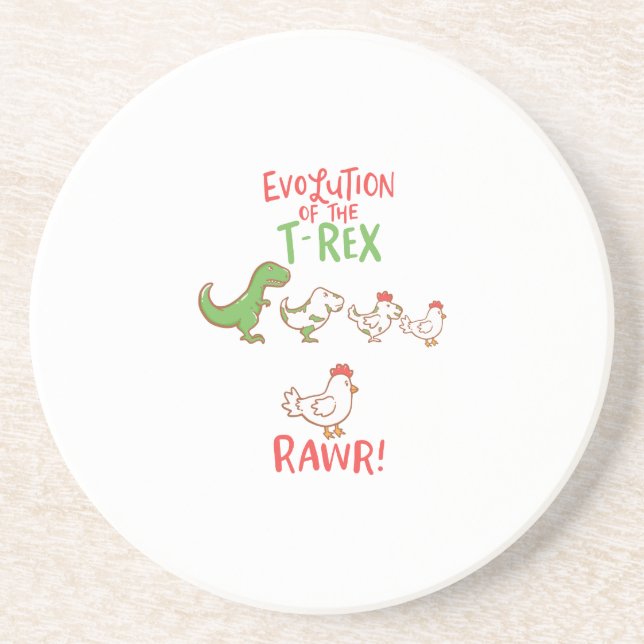 Evolution des T-Rex RAWR! Funny Dino Chicken Getränkeuntersetzer (Vorne)