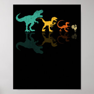 Evolution Dinosaur T Rex Velociraptor Hühner Poster