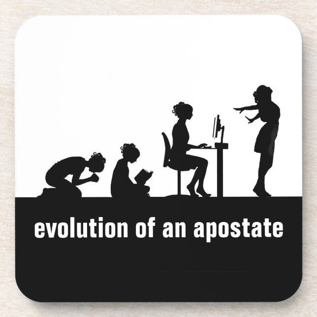 "Evolution eines Apostaates" Getränkeuntersetzer (Vorderseite)
