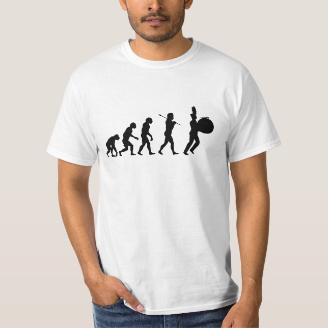 Evolution eines Bass-Schlagzeugers (grundlegendes T-Shirt (Vorderseite)