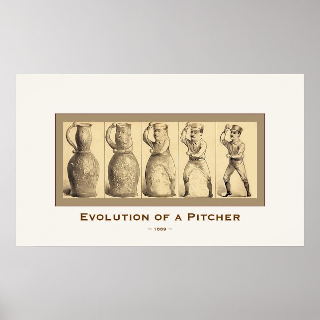 Evolution eines Pitchers ~ 1889 ~ Vintage Kunst Poster (Vorne)