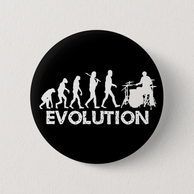 Evolution eines Schlagzeugers Button (Vorderseite)