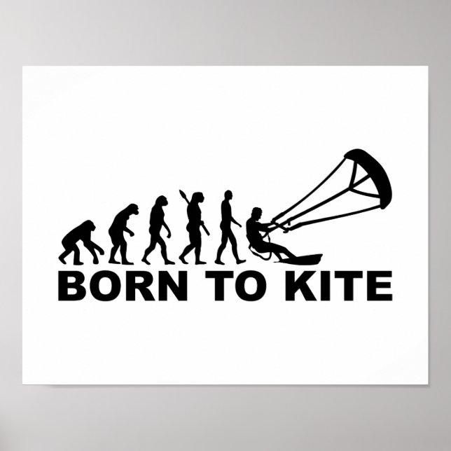 Evolution geboren zum Kitesurfen Poster (Vorne)