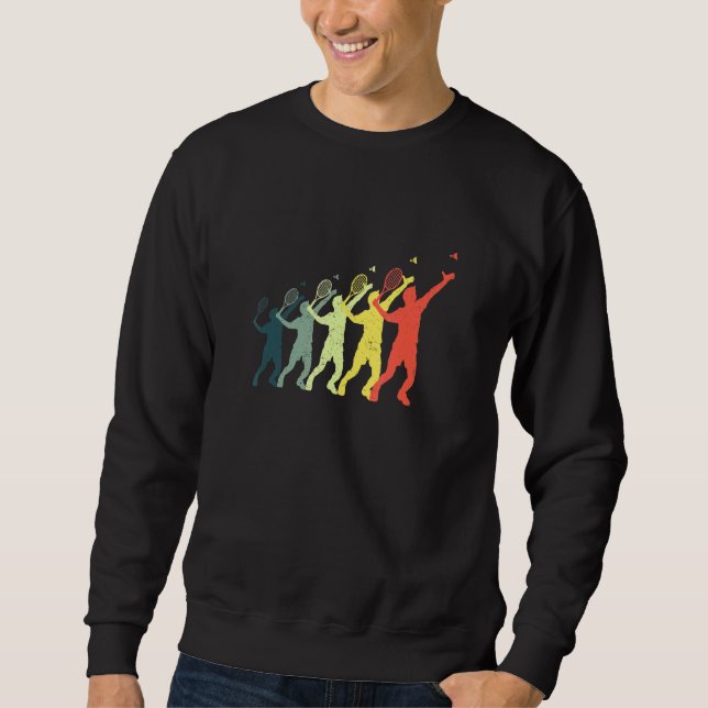 Evolution Grafik Badminton Player Shuttlecock Spo Sweatshirt (Vorderseite)