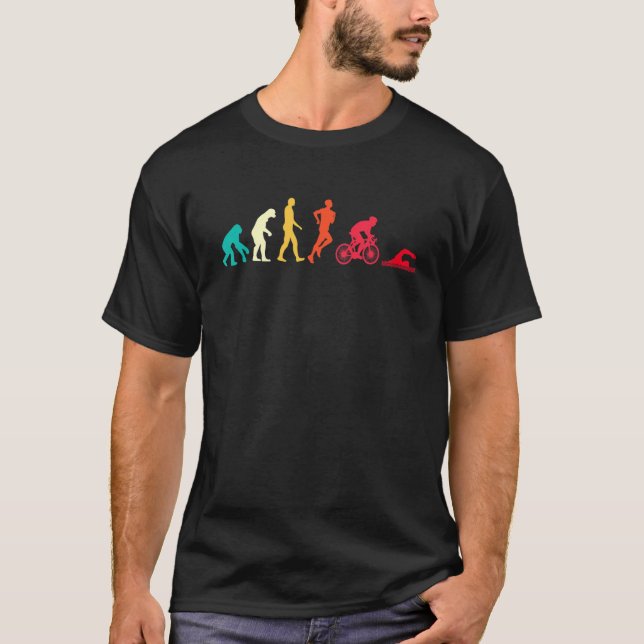Evolution Grafischer Triathlon-Laufbiker T-Shirt (Vorderseite)