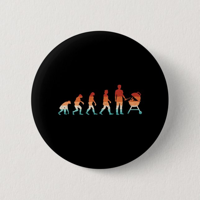 Evolution Grilling Funny Grillen Retro Grill Rbecu Button (Vorderseite)