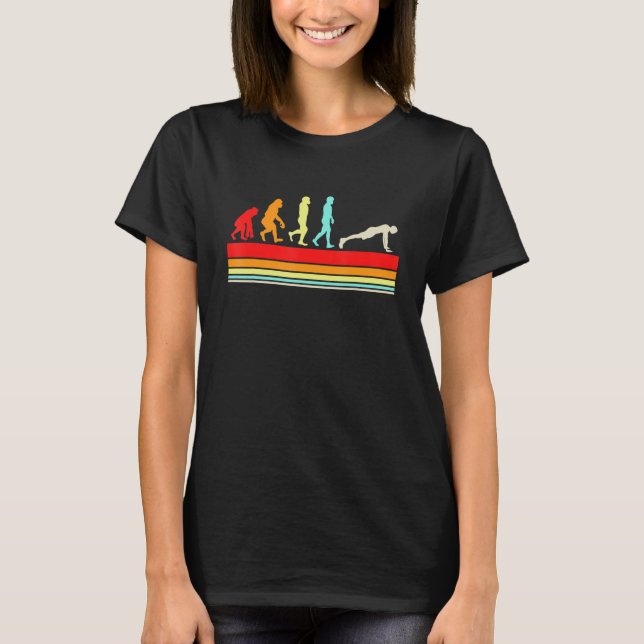 Evolution Gymnastik-Fitness übertreiben Retro-Vin T-Shirt (Vorderseite)