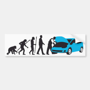 evolution of man car auto mechanic autoaufkleber