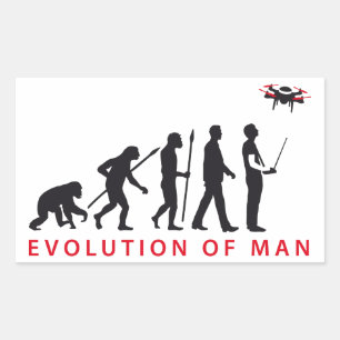 evolution of man controlling drone rechteckiger aufkleber