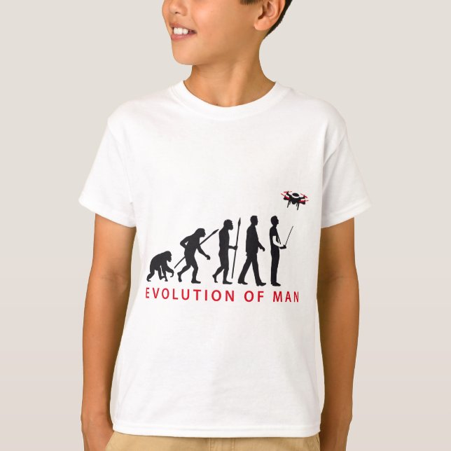 evolution of man controlling drone T-Shirt (Vorderseite)
