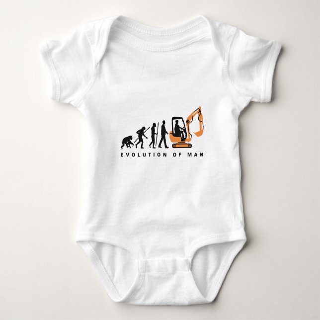 evolution of man excavator driver baby strampler (Vorderseite)